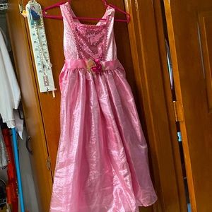 This is a I want to be costume dress this dress has pink sequins and pink rose